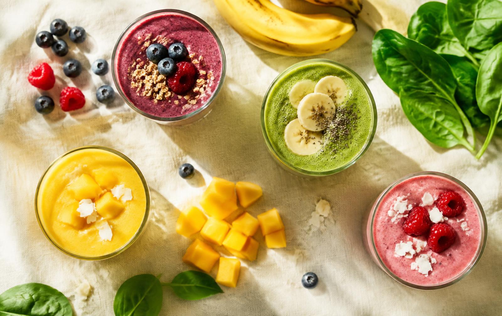 Colorful fresh smoothies